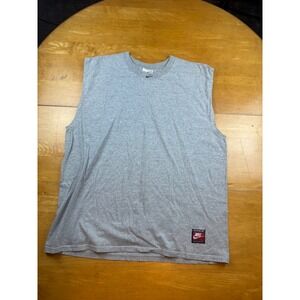 Vintage Nike Team Sports Muscle Shirt Gray Sleeveless Swoosh Logo Mens Large